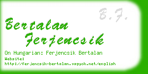 bertalan ferjencsik business card